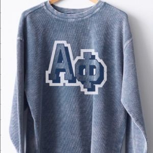 NWT ALPHA PHI BLUE CORDED CREW